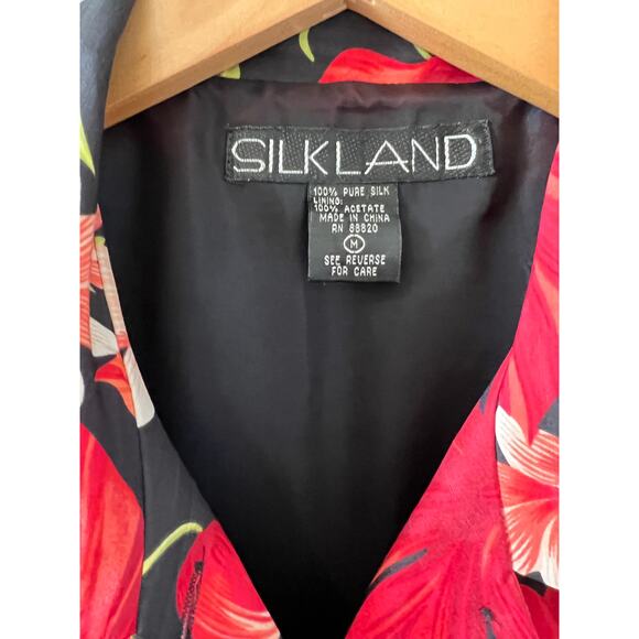 Vintage Silkland Floral Hibiscus print silk blazer M - Picture 5 of 5